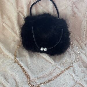 Black Furry Purse